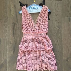 self-portrait Pink Cutwork Tie Strap Dress